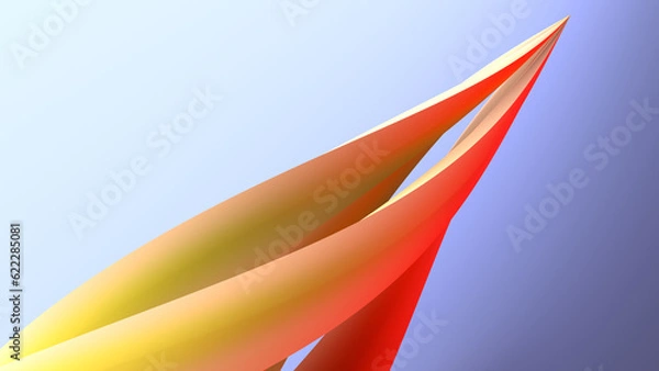Obraz twisted object resembling fire on blue background. 3D simple abstract background. 3D rendering