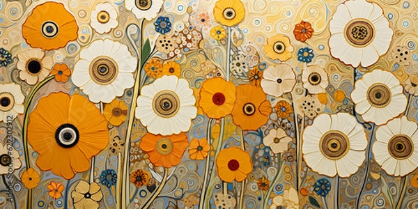 Obraz z kwiatami w stylu malarstwa Art Nouveau / Jugendstil