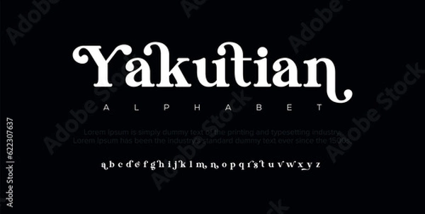 Fototapeta Elegant Font Uppercase Lowercase and Number. Classic Lettering Minimal Fashion Designs. Typography modern serif fonts regular decorative vintage concept. vector illustration
