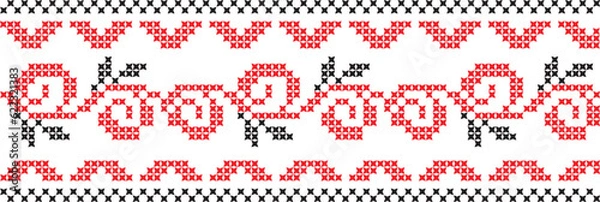 Fototapeta embroidered Ukrainian national pattern cross