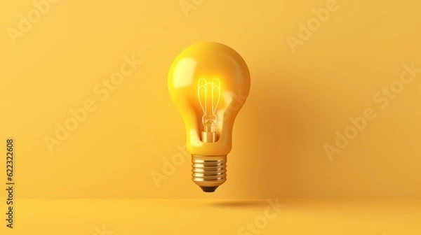 Fototapeta yellow light bulb with yellow background
