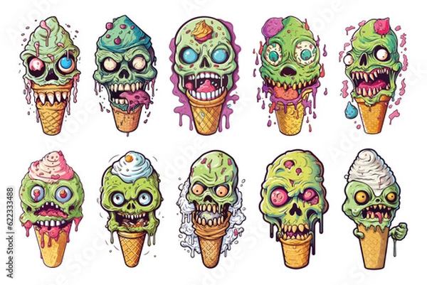 Fototapeta Ice cream cone with a little zombie collection