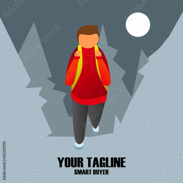 Fototapeta Adventurer Flat Design Vector Illustration