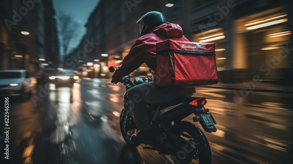 Obraz Dostawowy mężczyzna na motorowym generatywnym AI