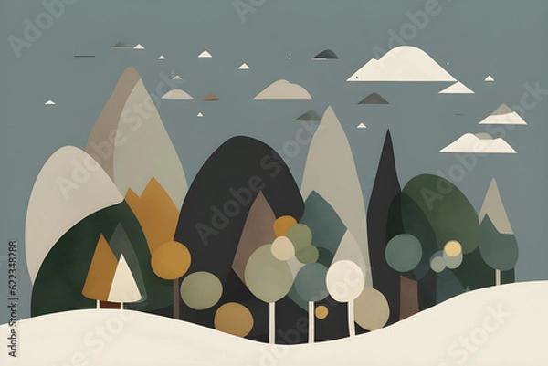 Fototapeta landscape with trees. generative ai