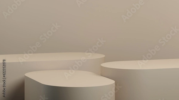 Fototapeta 3D geometry shaped podium for cosmetic and beauty products presentation background. 3d rendering illustration