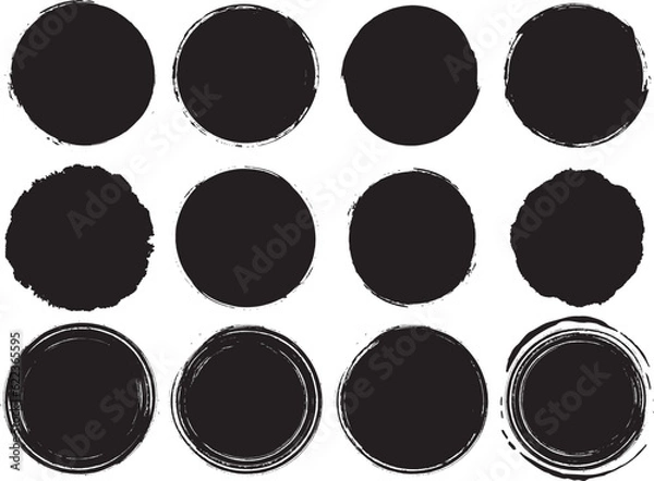 Fototapeta Set circle brush strokes vector.