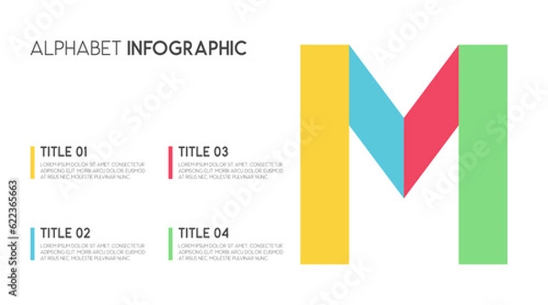 Fototapeta Letter M vector alphabet and other elements for infographics