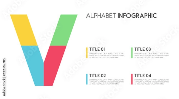 Fototapeta Letter V vector alphabet and other elements for infographics