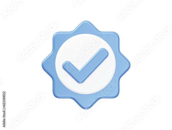 Fototapeta Check mark icon 3d rendering vector illustration