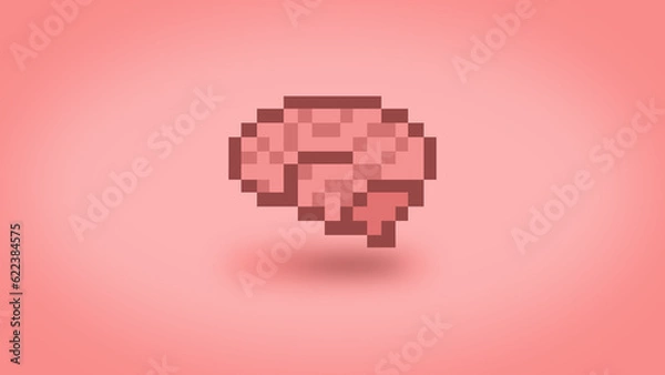Fototapeta Pixel 8 bit brain wallpaper - high res 4k background