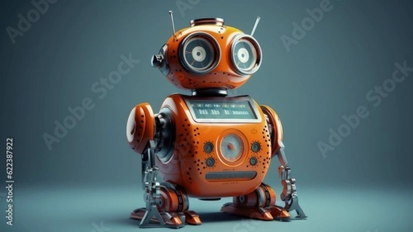 Fototapeta an orange Sci-Fi Robot Clock