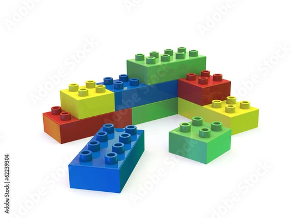Obraz Colorful building blocks isolated on white