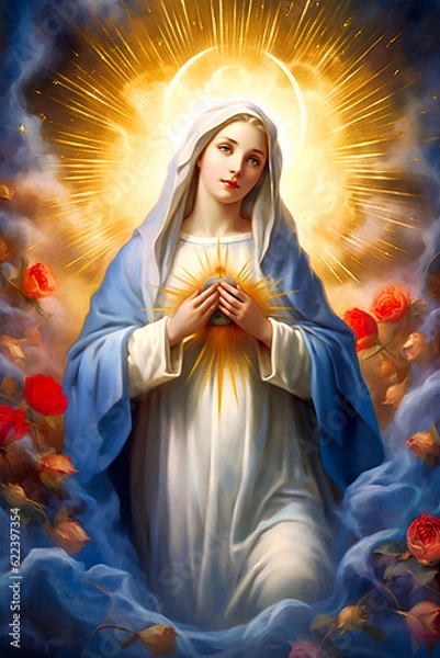 Fototapeta Immaculate Heart of the Holy Mary. AI generativ.