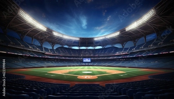 Fototapeta Baseball stadium seen from the inside, Generative AI
