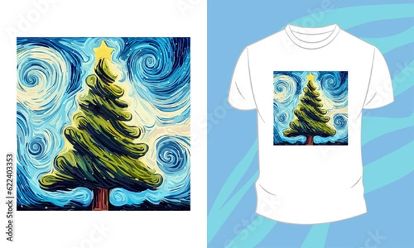 Fototapeta Vector graphic t-shirt design, with colorfull tree