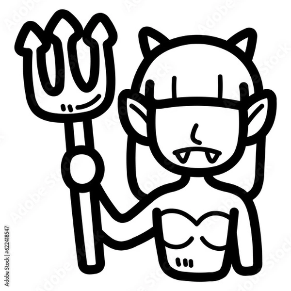 Fototapeta devil line icon style