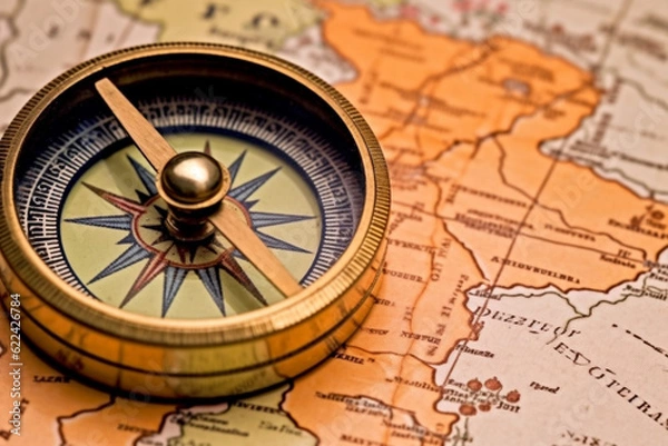 Fototapeta Compass on a Map