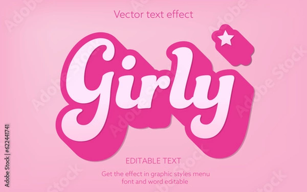 Obraz Girly Pink Editable Effect Effect, Barbie Doll Pink Colours, Editable Vector