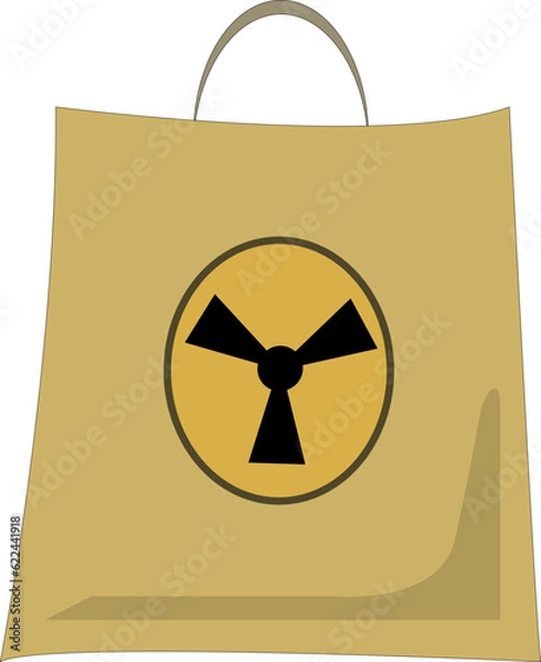Fototapeta Vector Paper bag with radiation sign on white background.