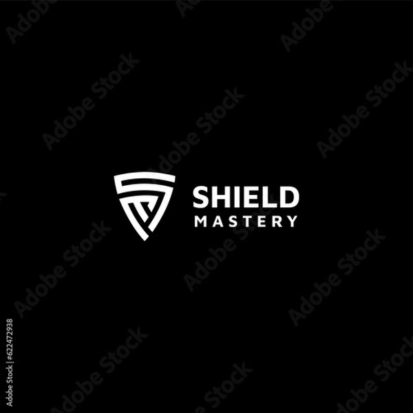 Fototapeta Logo design letters S and M. Shield shape. Vector template