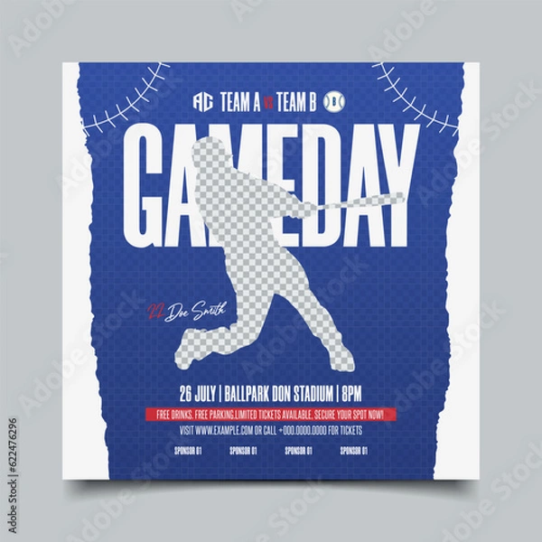 Obraz flat design baseball flyer template square