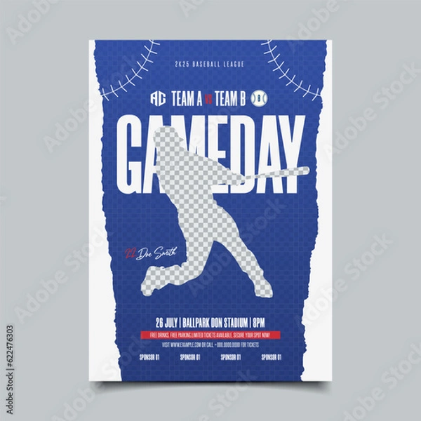 Obraz flat design baseball flyer template