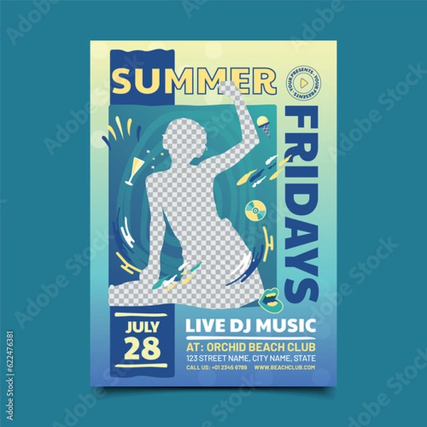 Obraz gradient summer party flyer template