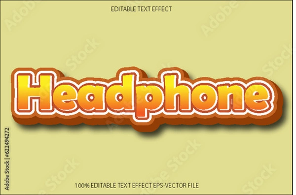 Fototapeta Headphone Effect Editable Text Effect 3D Emboss Gradient Style