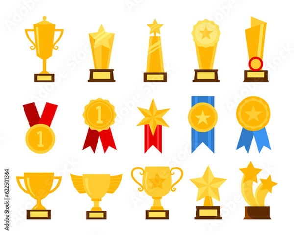 Obraz Set of awards element flat design illustration