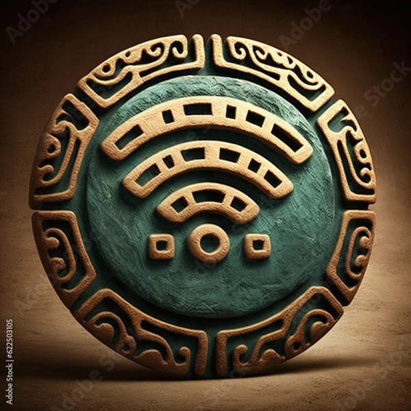 Obraz mayan wi-fi glyph. Generative AI.