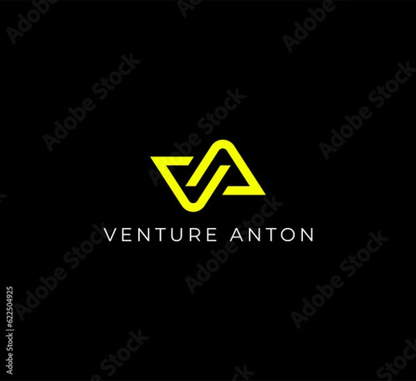 Obraz Letter V A line logo design. Linear bowtie creative minimal monochrome monogram symbol.