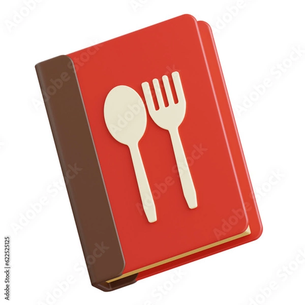 Fototapeta 3d restaurant book menu icon illustration with transparent background