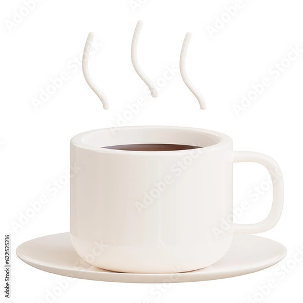 Fototapeta 3d cup of coffee icon illustration with transparent background