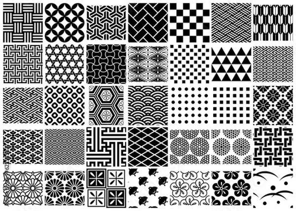 Obraz 和風の柄シームレスなパターン　イラストレーター用パターン素材