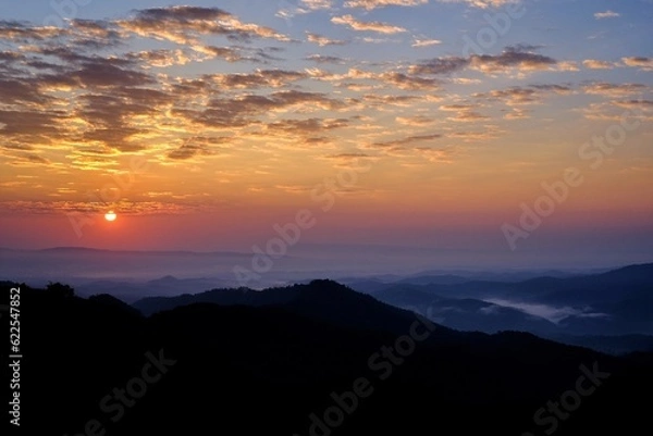 Obraz sunset over the mountains
