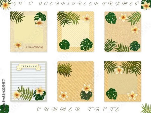 Obraz フレーム素材【ヤシ・プルメリア】夏のメッセージカード
