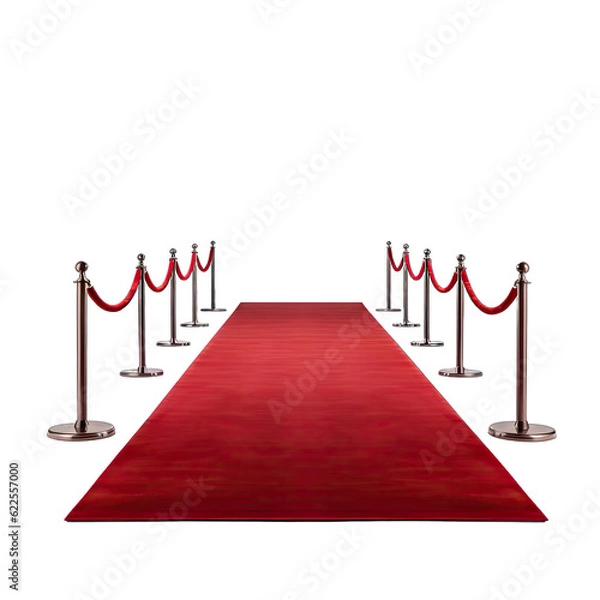 Fototapeta red carpet with red rope and barriers