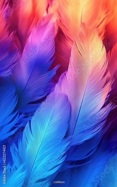 Fototapeta Colorful Feather Background,created with generative ai tecnology.