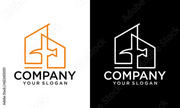 Fototapeta Real estate Building Logo Icon Design Vector. Creative Home Construction Concept Logo Design Template