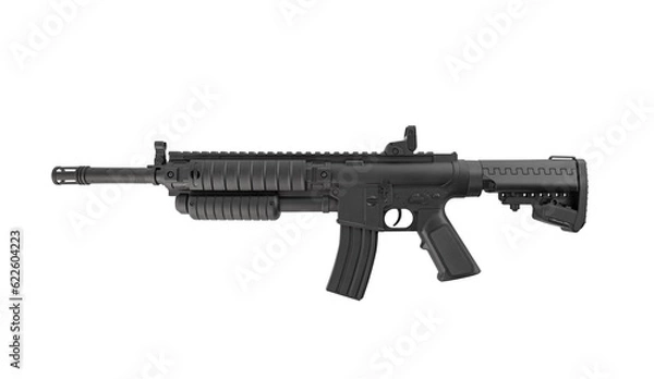Fototapeta Assault rifle isolated on white background with clipping path