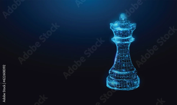 Obraz Chess King low poly chess figure. Success business startup, play game, concept. Polygonal wireframe vector illustration