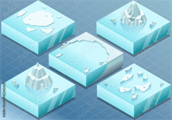 Obraz Isometric Arctic Sea with Iceberg