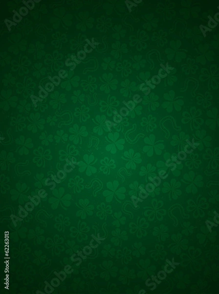 Obraz green background with shamrocks, vector illustration