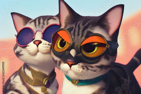 Obraz cat wearing sunglasses. Generative AI