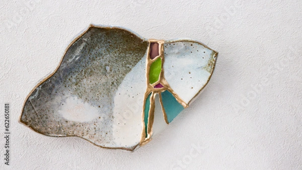 Fototapeta 伝統工芸「呼び継ぎ」ひし形の和食器