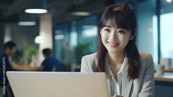 Fototapeta オフィスで働く笑顔の女性