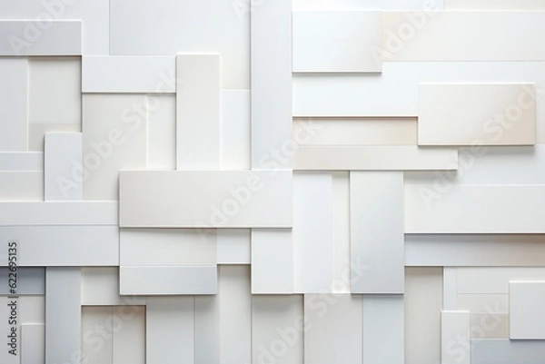 Fototapeta Minimalist Abstract Background of Geometric Shapes in Varying Shades of White Created with Generative AI