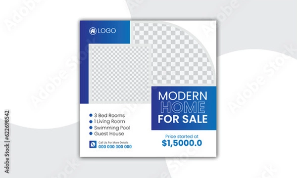 Fototapeta Real estate home sale social media post banner design template instragram post template with elegant, abstract, Business.