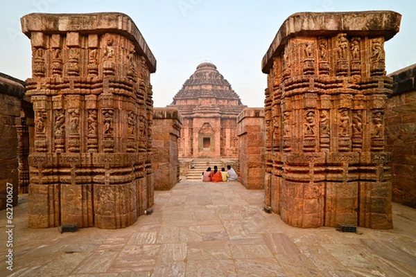 Obraz View of Ancient Sun temple at blue hour, Konark, Odisha, India.